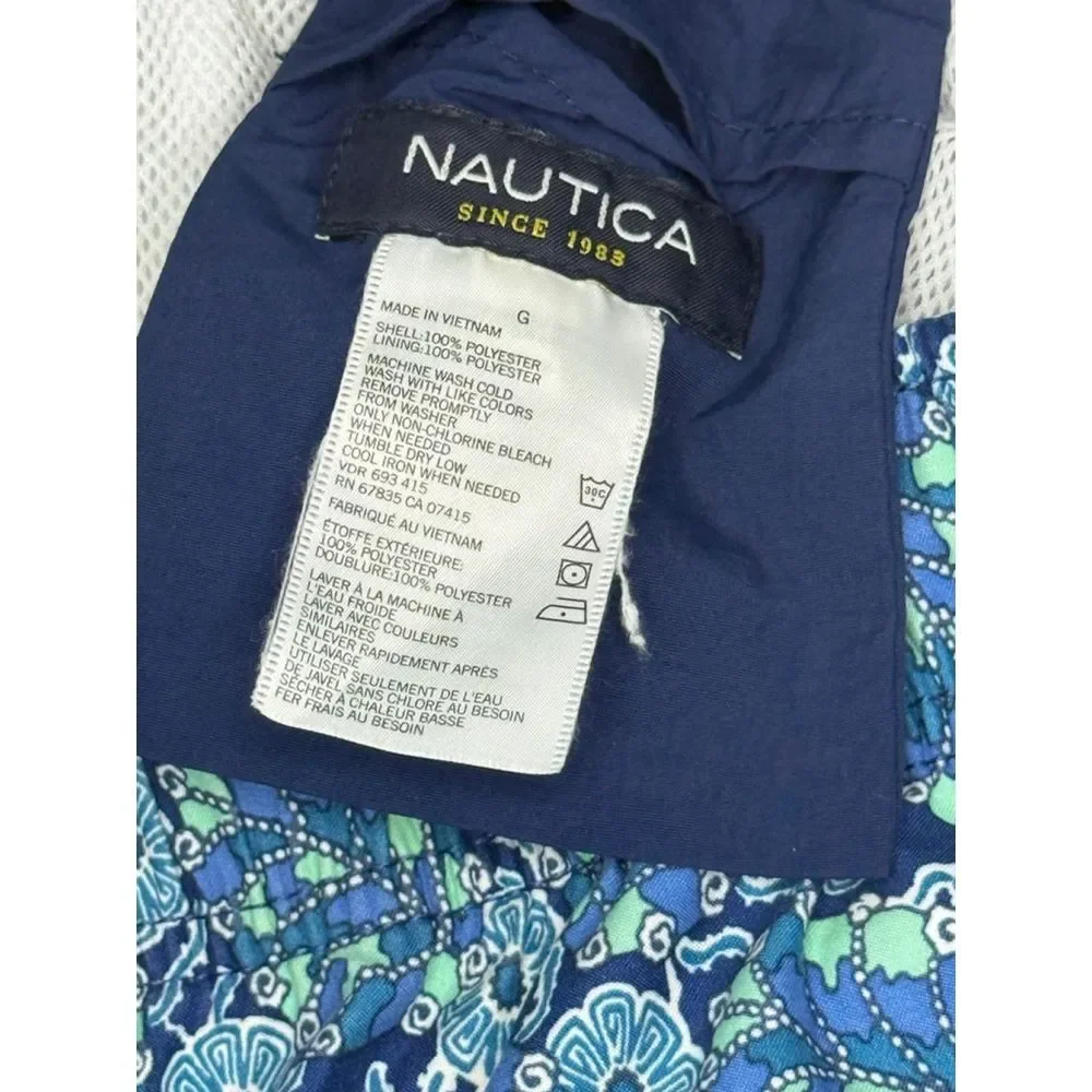 Men's Nautica Teal Green Print Swim Trunks Large